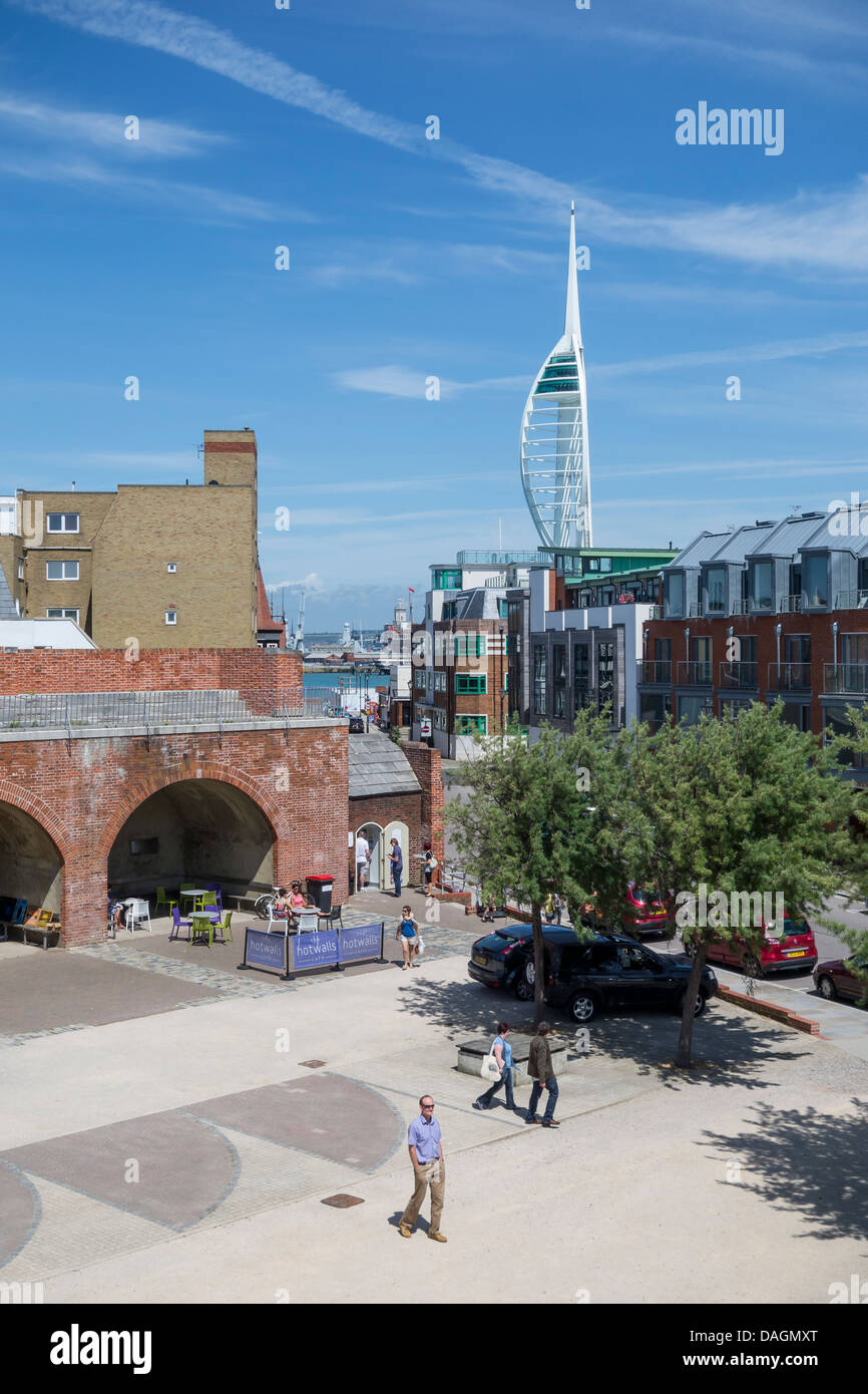 Old Portsmouth Fortifications The Spinnaker Tower Stock Photo