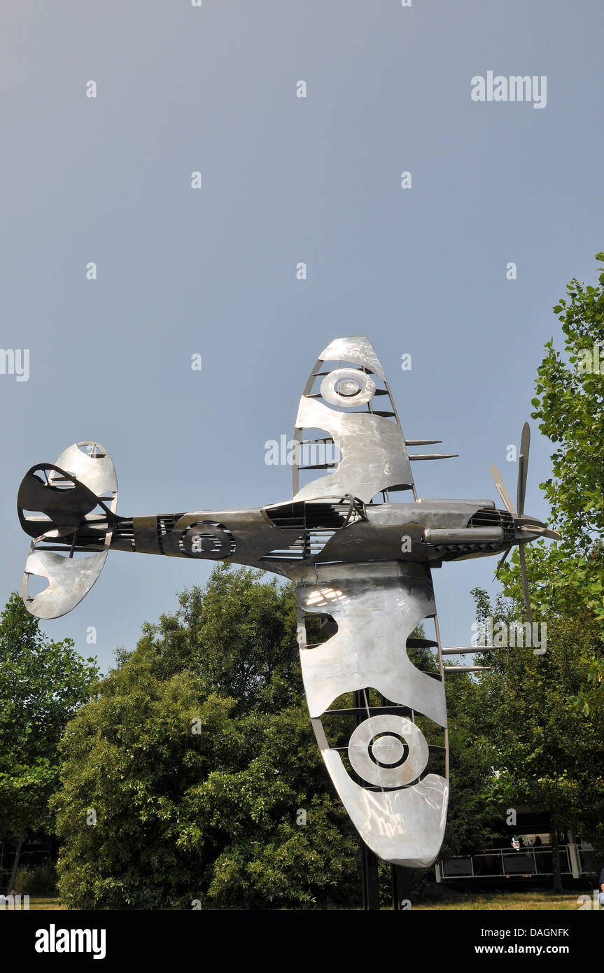 Metal Spitfire sculpture. The Goodwood Festival of Speed Stock Photo