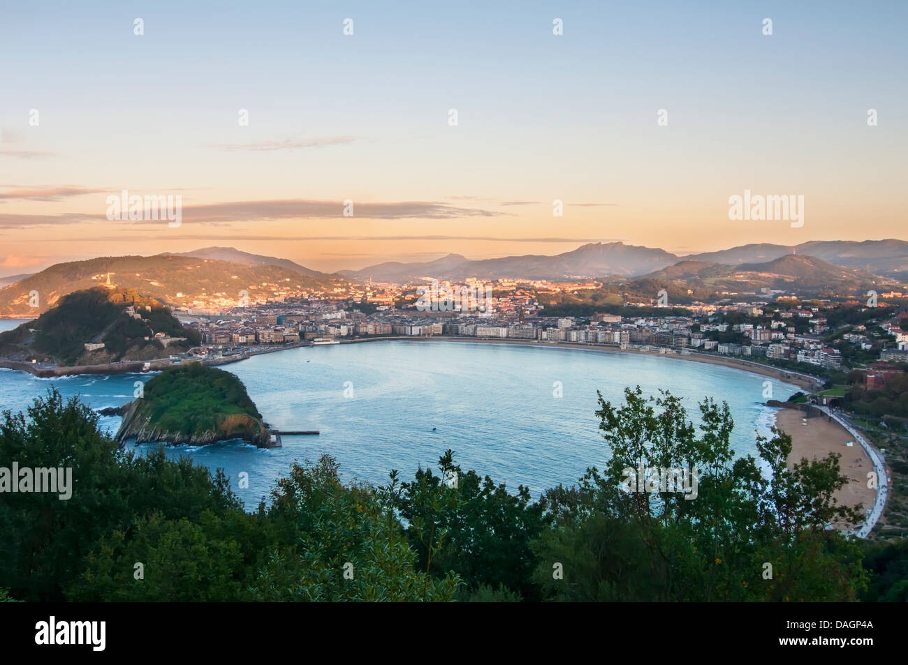 Overview of the Bay of San Sebastian, Spain Stock Photo