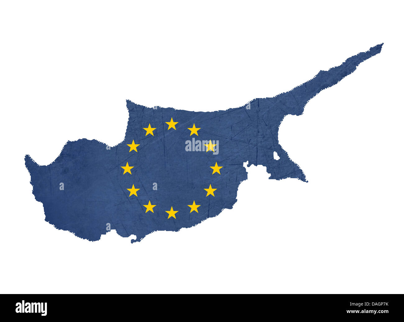 European flag map of Cyprus isolated on white background. Stock Photo