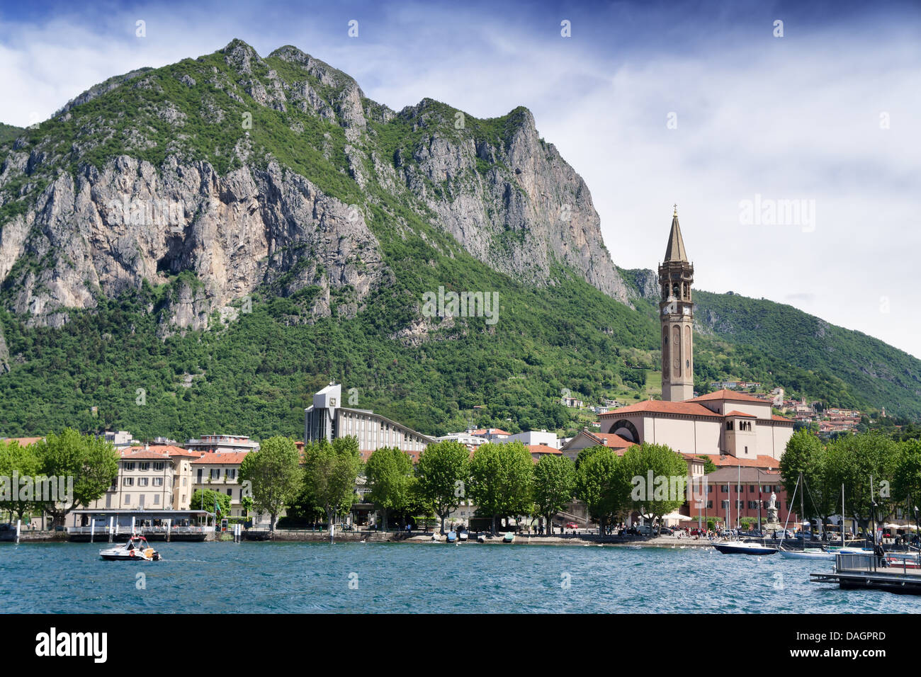 Lecco italian village near mountains on Como Lake. Lombardy, Italy Stock Photo