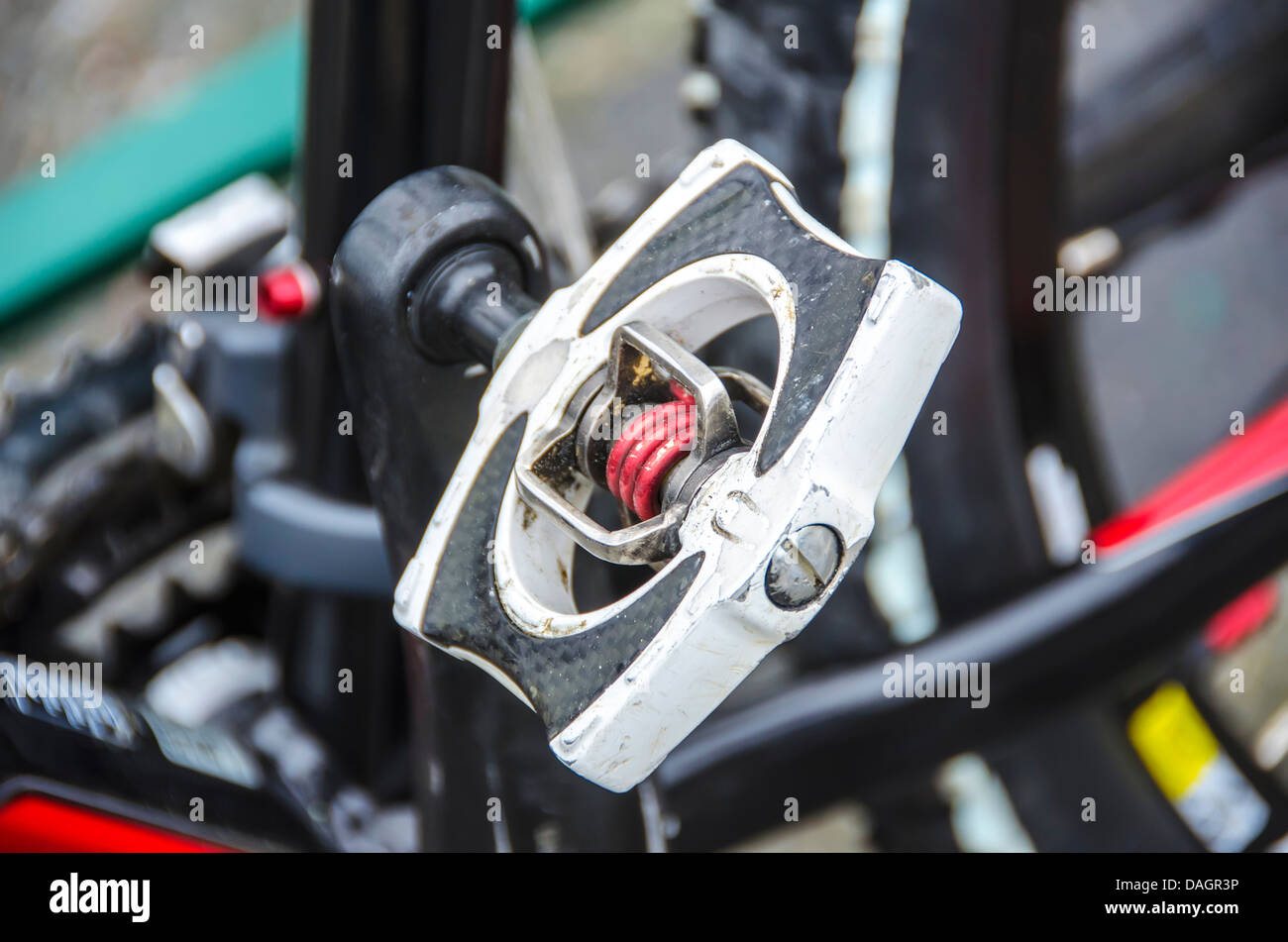 Photographs of the detail of an automatic pedals a bicycle Stock Photo