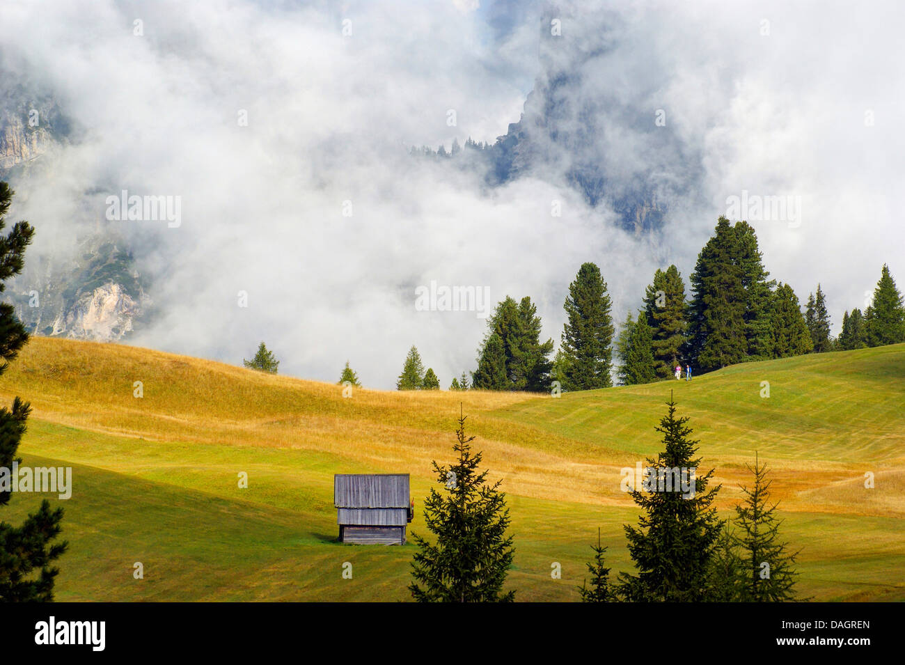 clouds above Prato Piazza, Italy, South Tyrol, Dolomites, Hochpustertal Stock Photo