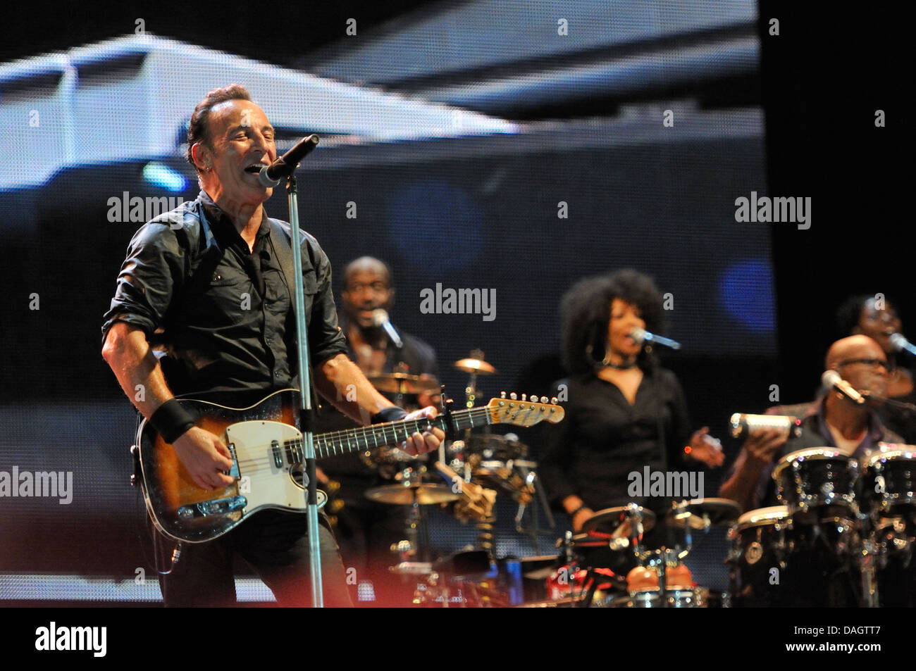 Bruce Springsteen concert with the band E Street Band, in Capannelle Stadium. Single concert in Rome. July 2013 Stock Photo