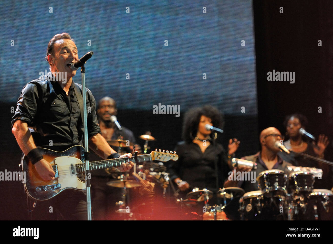 Bruce Springsteen concert with the band E Street Band, in Capannelle Stadium. Single concert in Rome. July 2013 Stock Photo