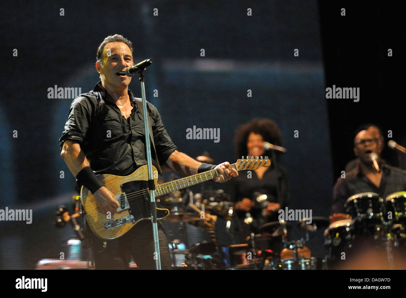 Bruce Springsteen concert with the band E Street Band, in Capannelle Stadium. Single concert in Rome. July 2013 Stock Photo