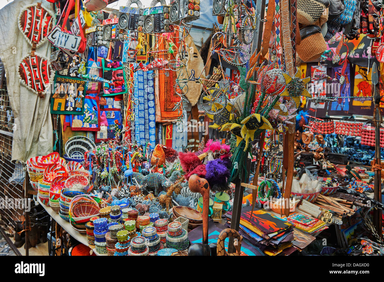 market stalls with crafts and souveniers on Greenmarket Square, Cape Town, Western Cape, South
