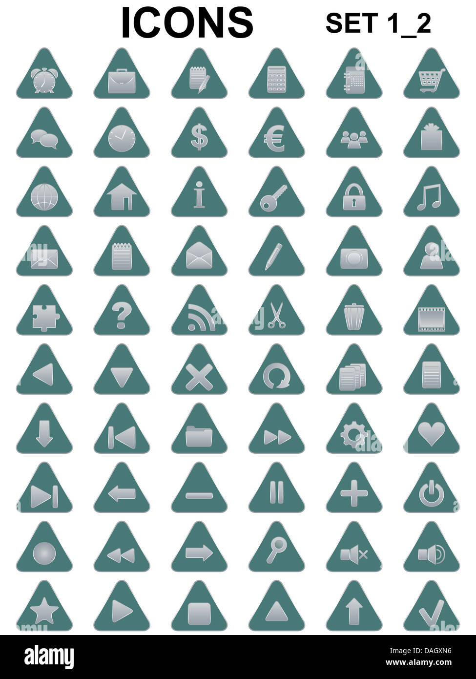set of triangle metallic icons Stock Photo