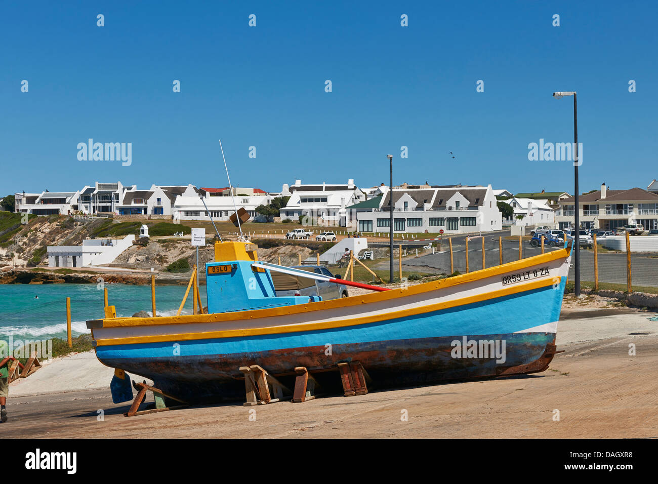 coloured fishing boats in harbour Kassiesbaai, Arniston, Cape Agulhas