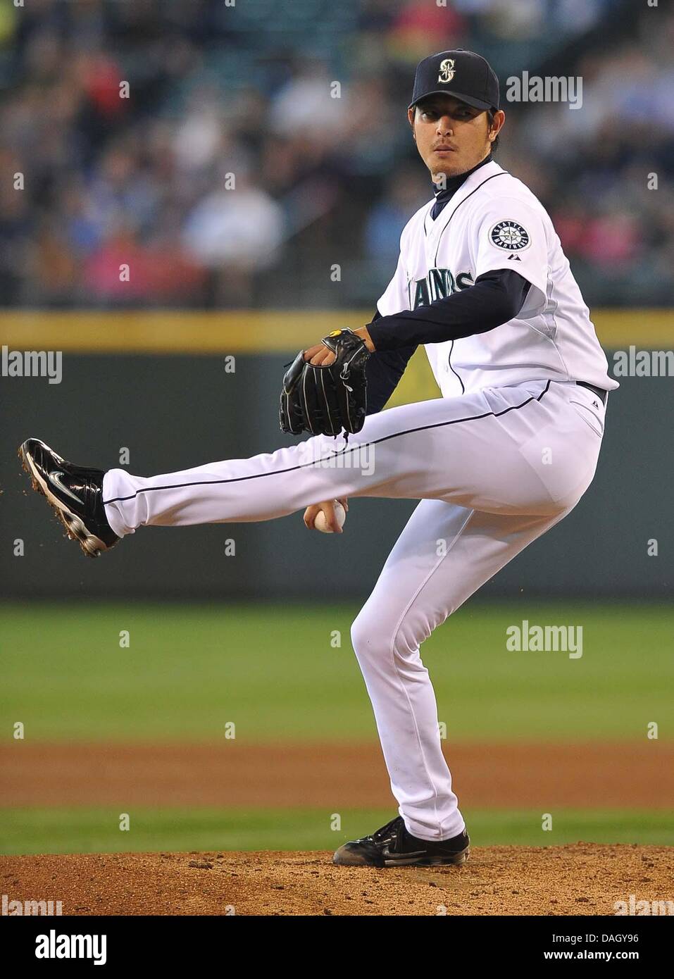 Hisashi Iwakuma (Mariners), MAY 26, 2013 - MLB : Hisashi Iwakuma of the Seattle Mariners pitches during the Major League Baseball game against the Texas Rangers at Safeco Field in Seattle, Washington, United States. (Photo by AFLO) Stock Photo