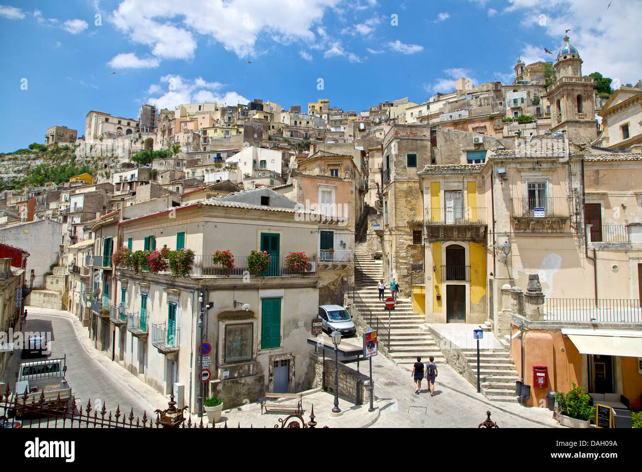 View of the baroque town of Ragusa Ibla, Sicily, Sicilia, Italy, Italia ...