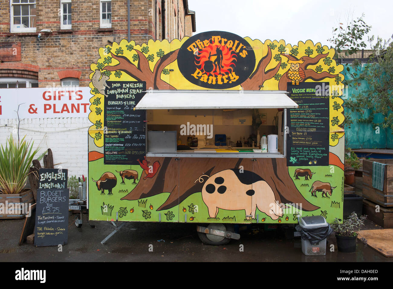 The Trolls Pantry gourmet burger street van at it's sales plot in the