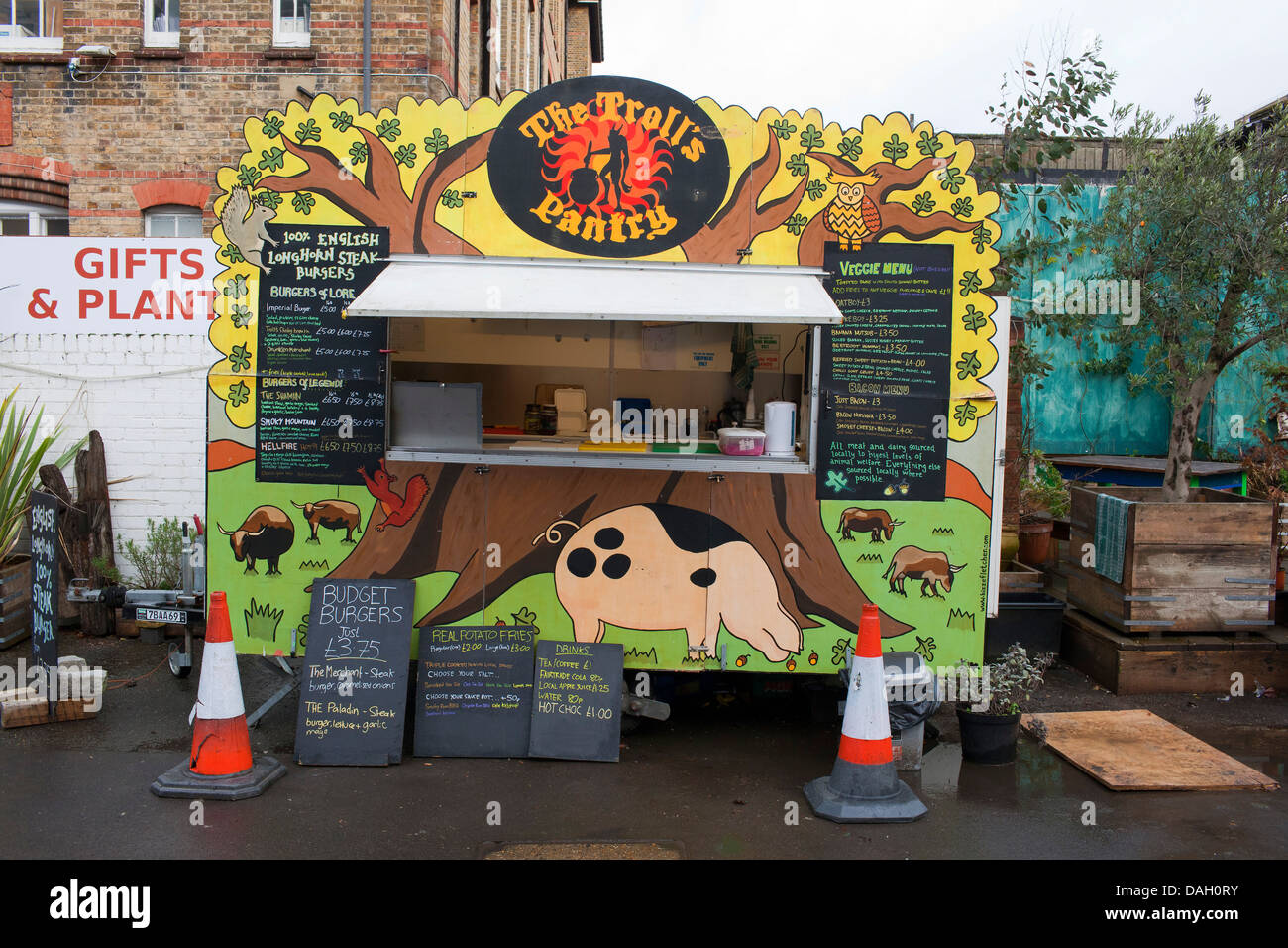 The Trolls Pantry gourmet burger street van at it's sales plot in the