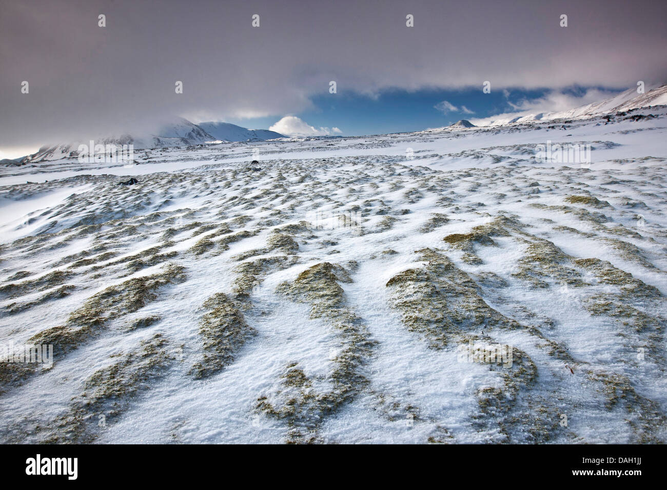 snowy landscape near Hveragerdi, Iceland Stock Photo