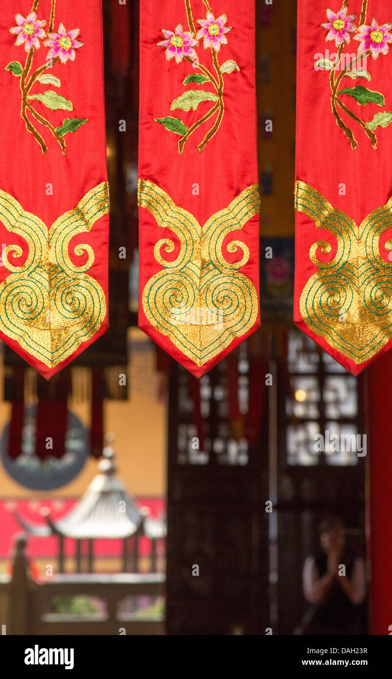 Hangings in the Jade Buddha Temple Shanghai China Stock Photo