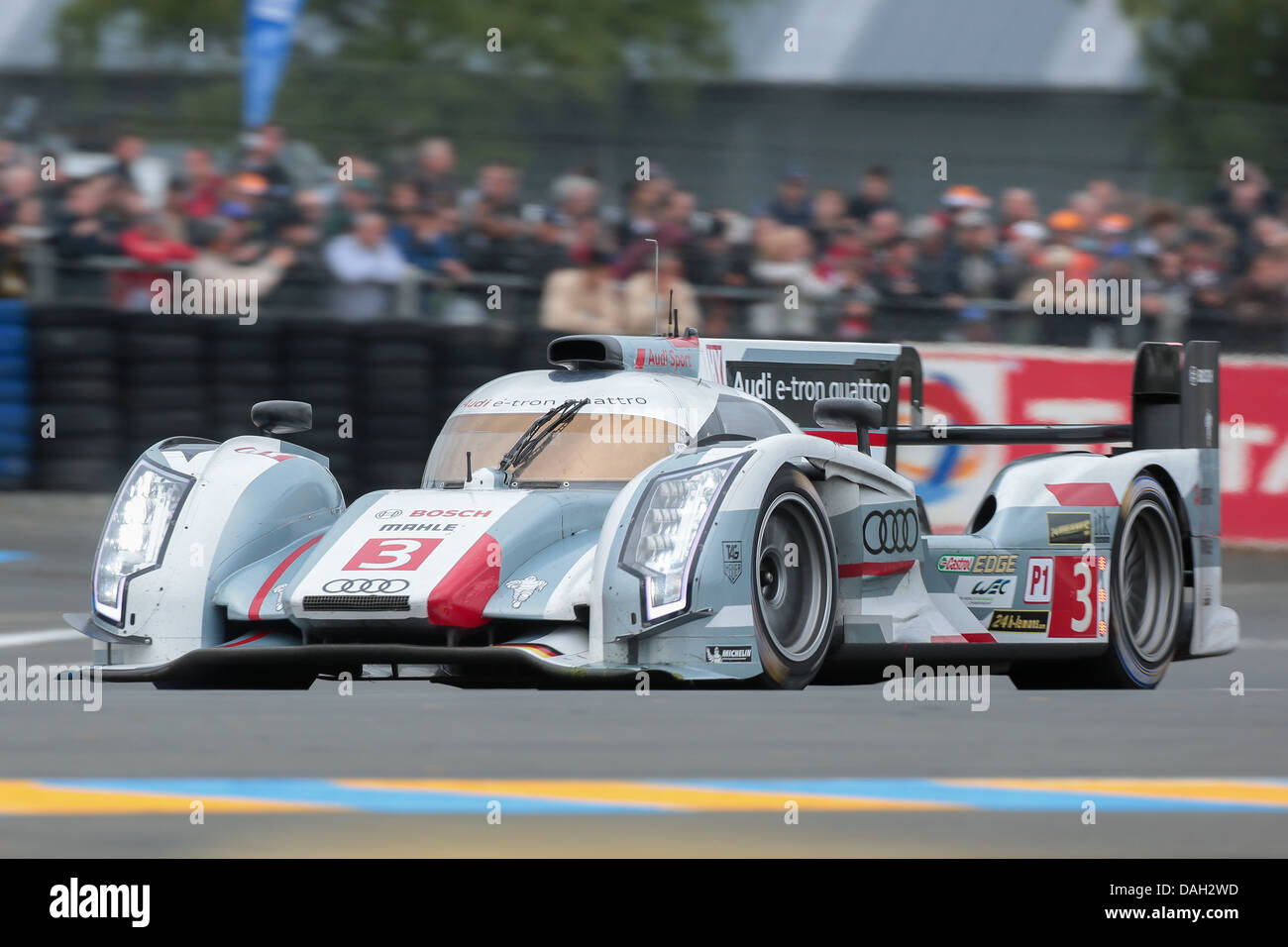LE MANS, FRANCE - JUNE 23 Audi #3 competes in the 24 hours of Le Mans 2013 Stock Photo