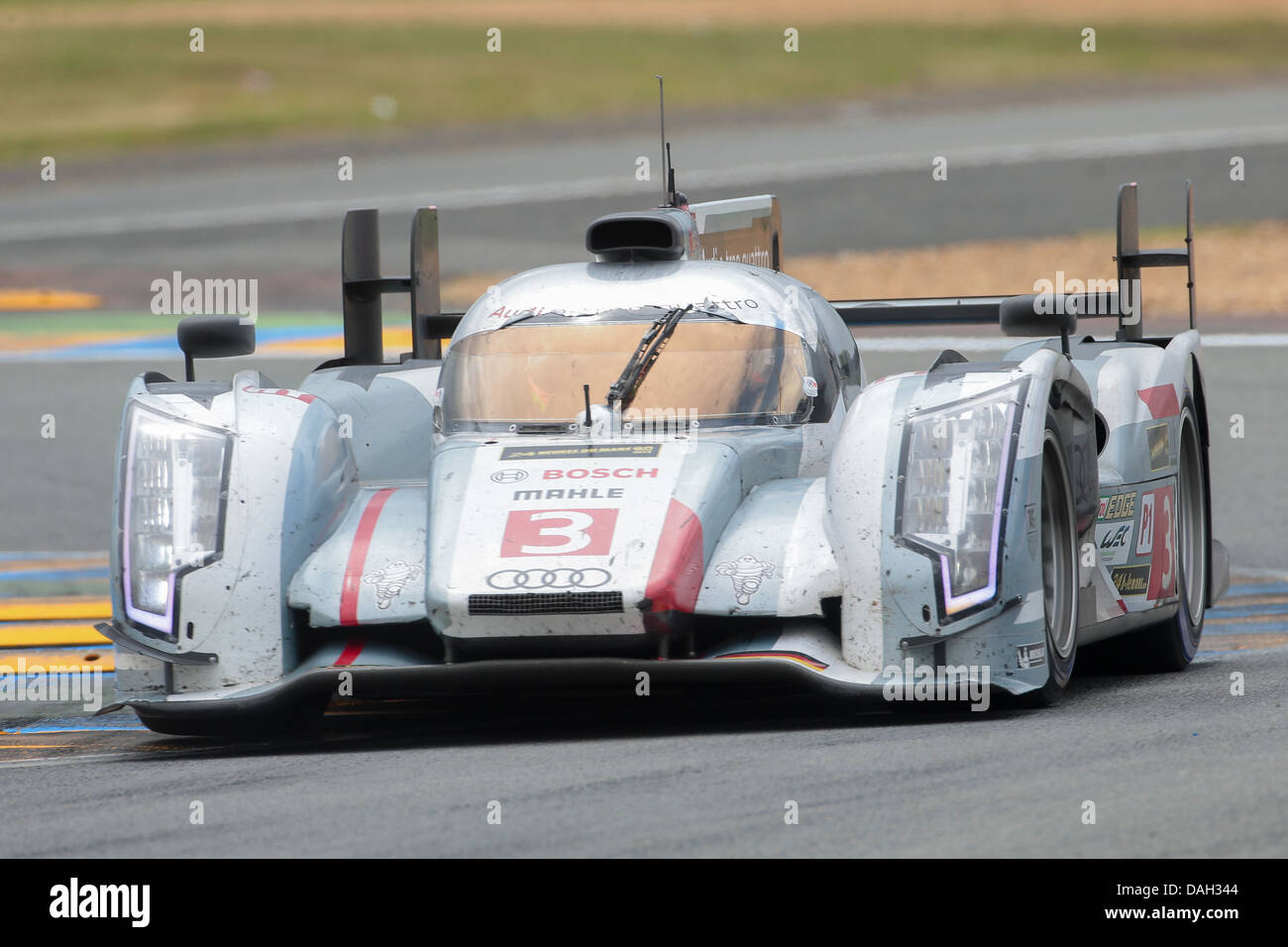 LE MANS, FRANCE - JUNE 23 Audi #3 competes in the 24 hours of Le Mans 2013 Stock Photo