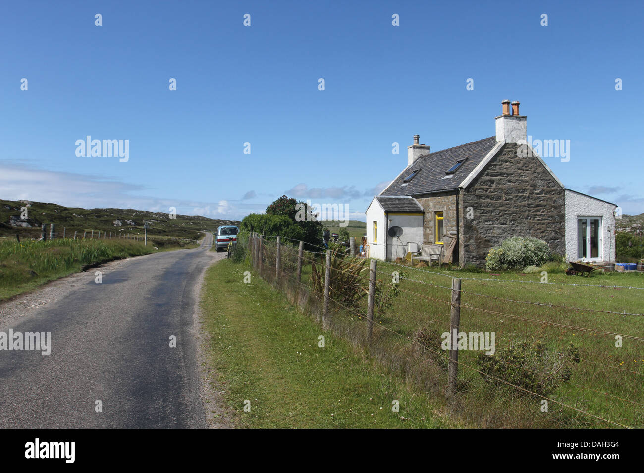 Isolated house Isle of Coll Scotland July 2013 Stock Photo