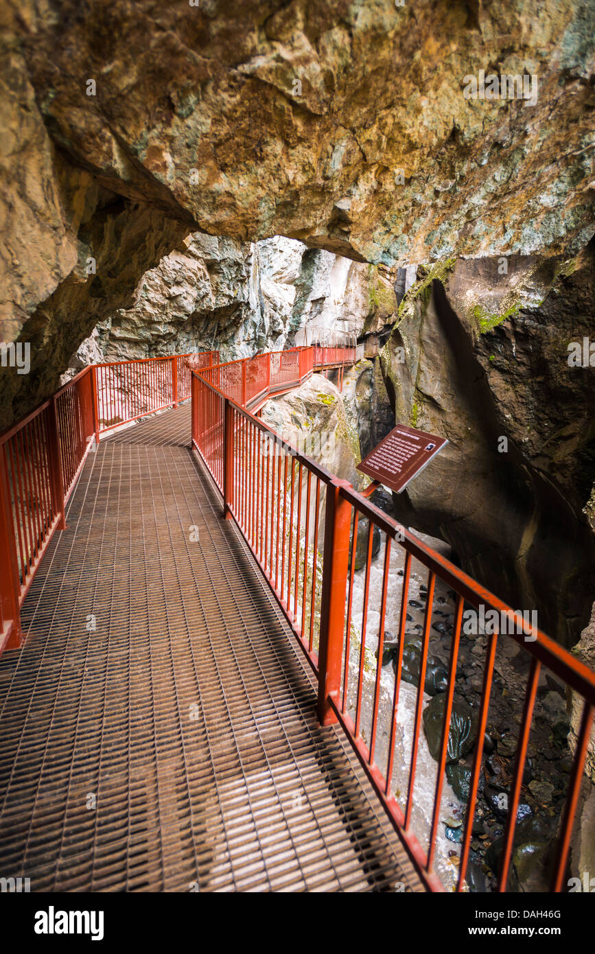 Catwalk trail into Box Canyon Falls, Ouray, Colorado USA Stock Photo