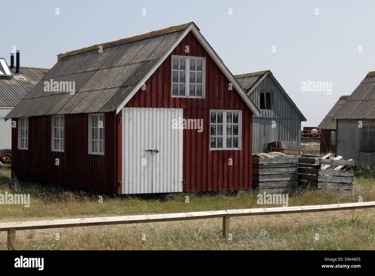 Fishermen's sheds for tools. Hvide Sande, DK Stock Photo