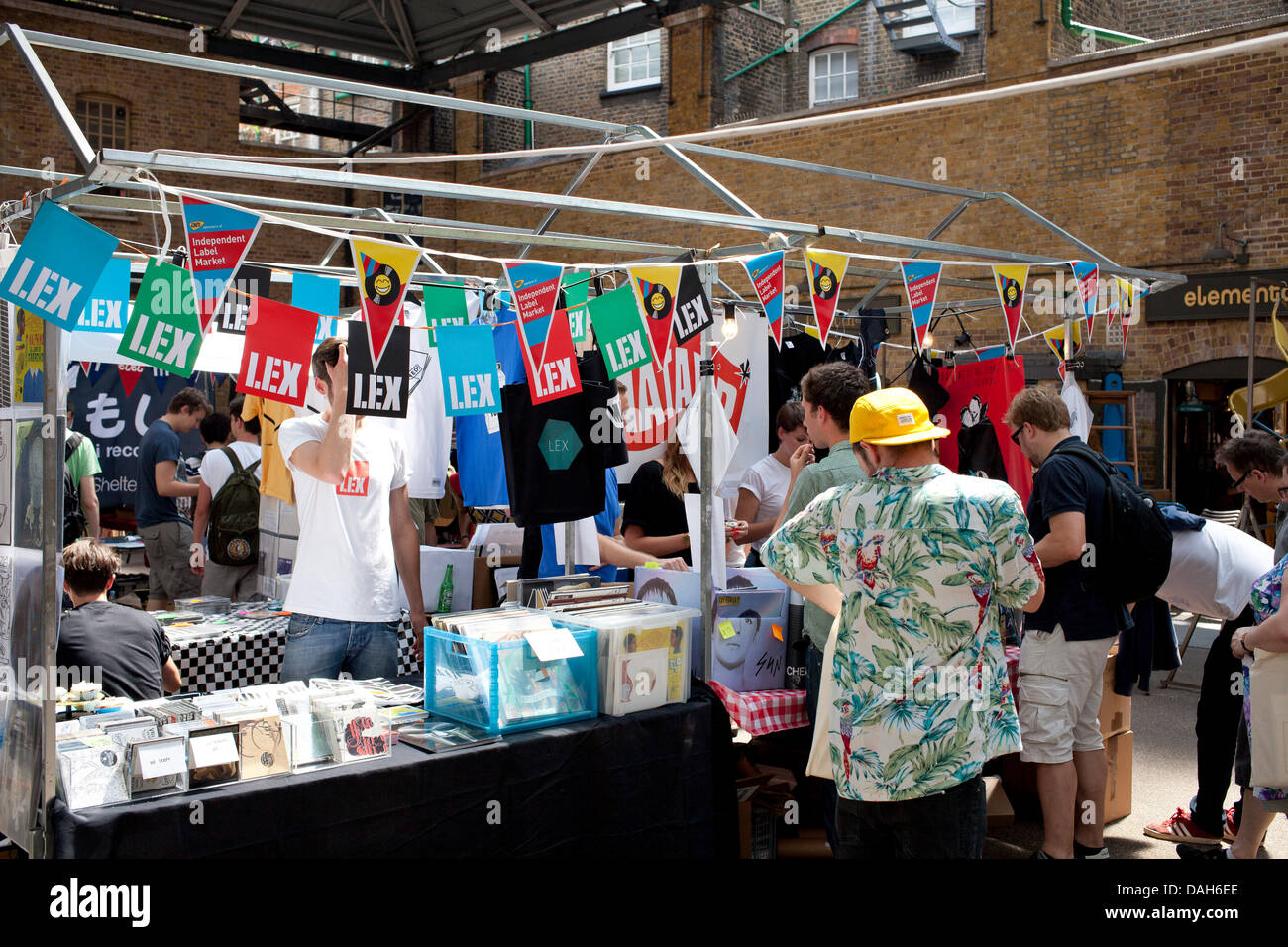 London, UK. 13th July 2013. Independent Label Market, Old Spitalfields Market, London Stock Photo