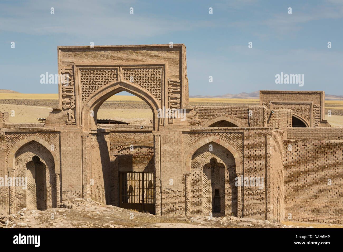 detail  of entrance, Robat-i Sharaf caravanserai, Khorasan, Iran Stock Photo