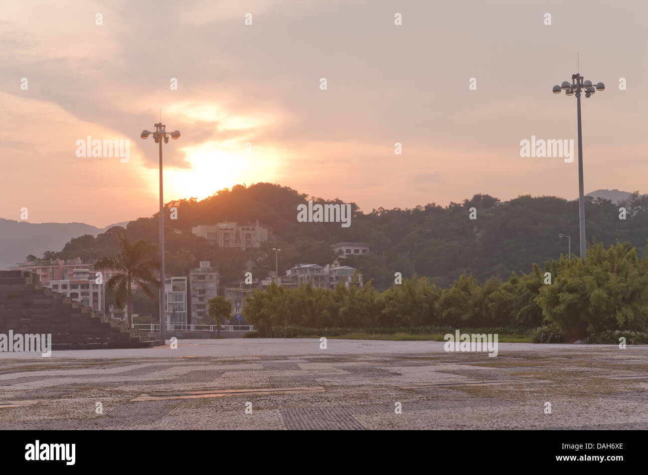 Cityscape in Macao at sunset time Stock Photo