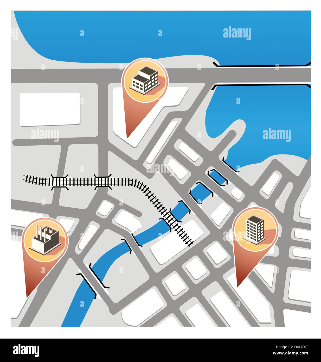 City Map with navigation icons Stock Photo - Alamy