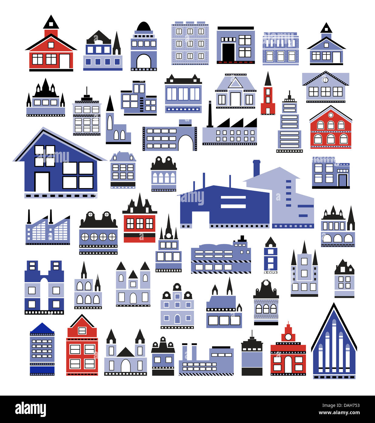 Various variants of houses on the white Stock Photo - Alamy