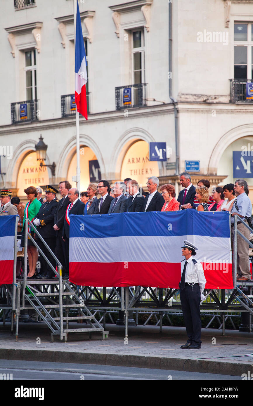 Tours, France. 13th July, 2013. Officials in front of the town hall or Hotel de Ville of Tours for the Bastille Day celebrations on the 14th July in Tours, France, on Saturday July 13th, 2013 Credit:  Julian Elliott/Alamy Live News Stock Photo