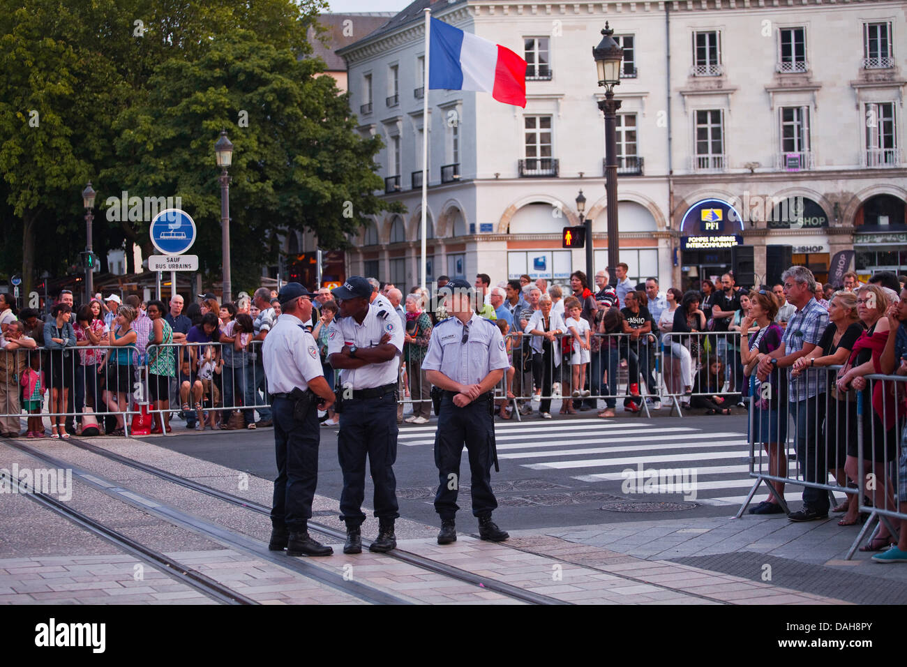 Tours, France. 13th July, 2013. People gathering in Tours for the Bastille Day celebrations on the 14th July in Tours, France, on Saturday July 13th, 2013 Credit:  Julian Elliott/Alamy Live News Stock Photo