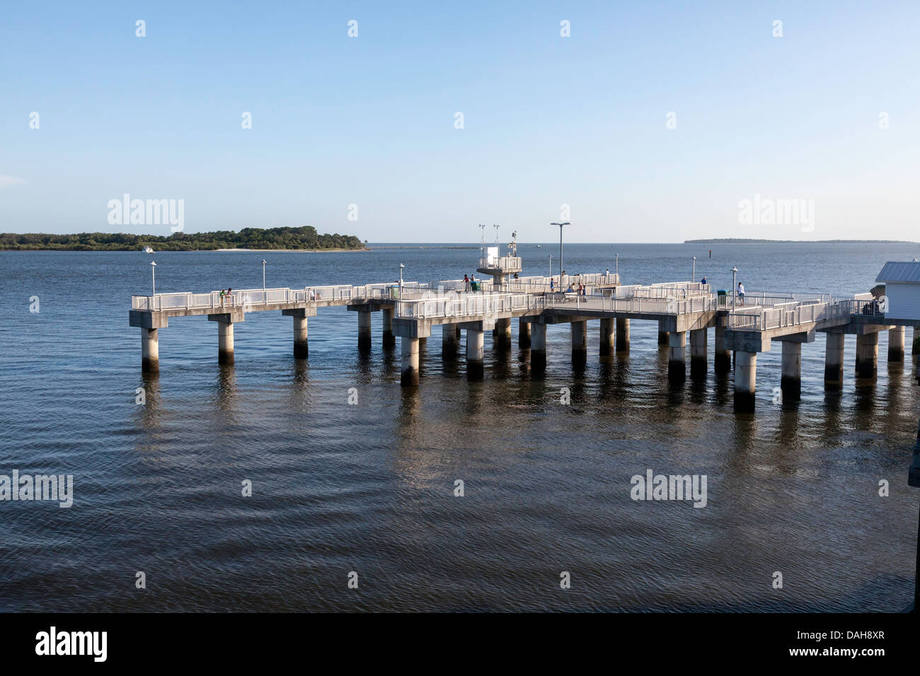 Public fishing pier on Dock Street in Cedar Key, Florida along the Gulf