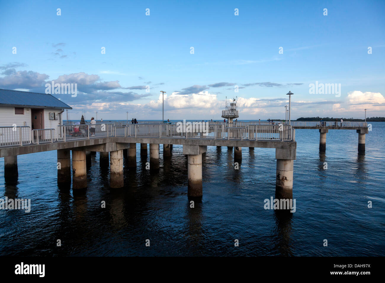 Cedar Key fishing pier at sunset with a view to the Gulf of Mexico