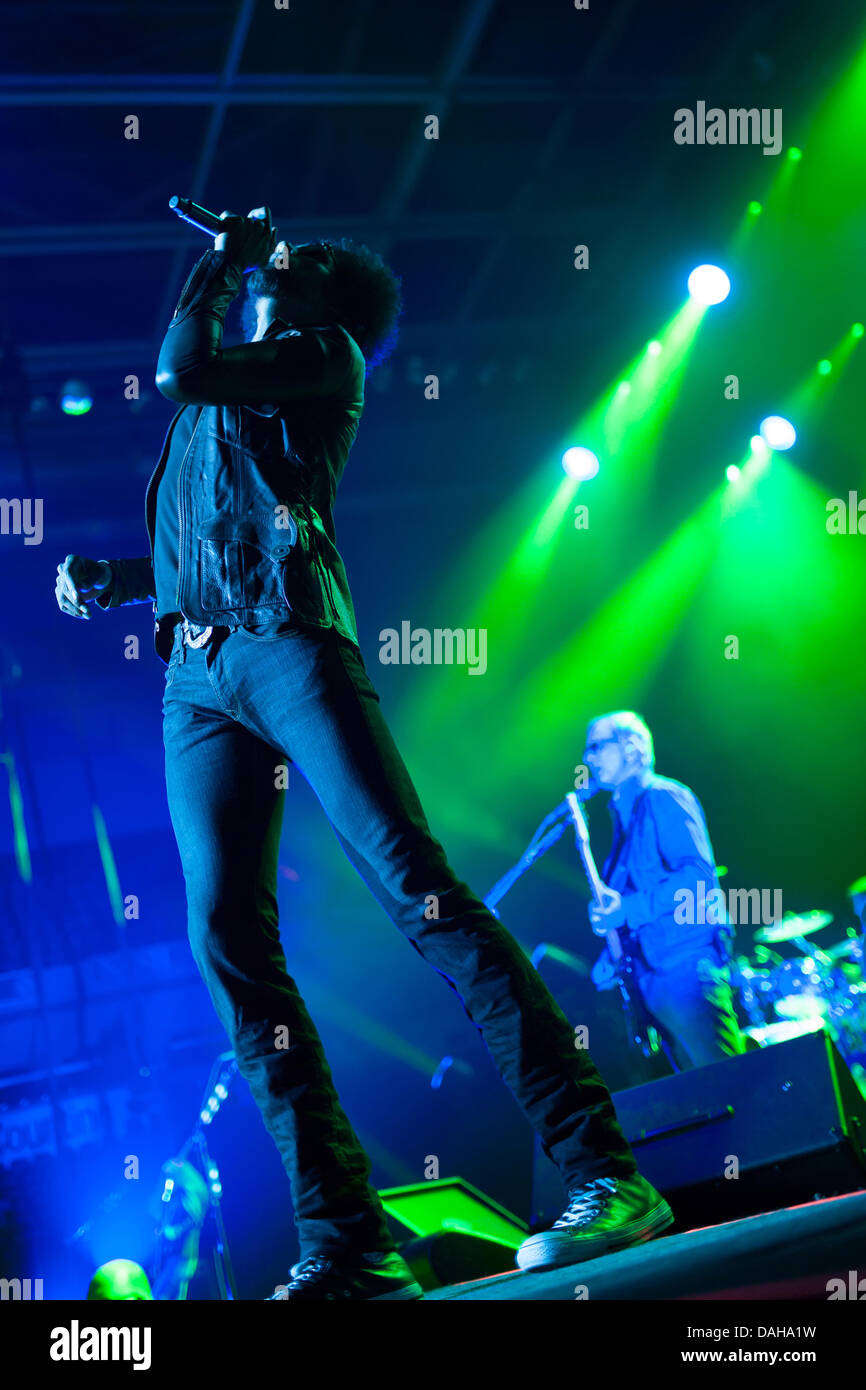 Alice In Chains William DuVall performs with the band during a concert at the Budweiser Gardens in London Ontario, Canada on July 11, 2013.  DuVall replaced the bands original singer Layne Staley after his death in April 2002 of what appeared to be a drug overdose. Stock Photo