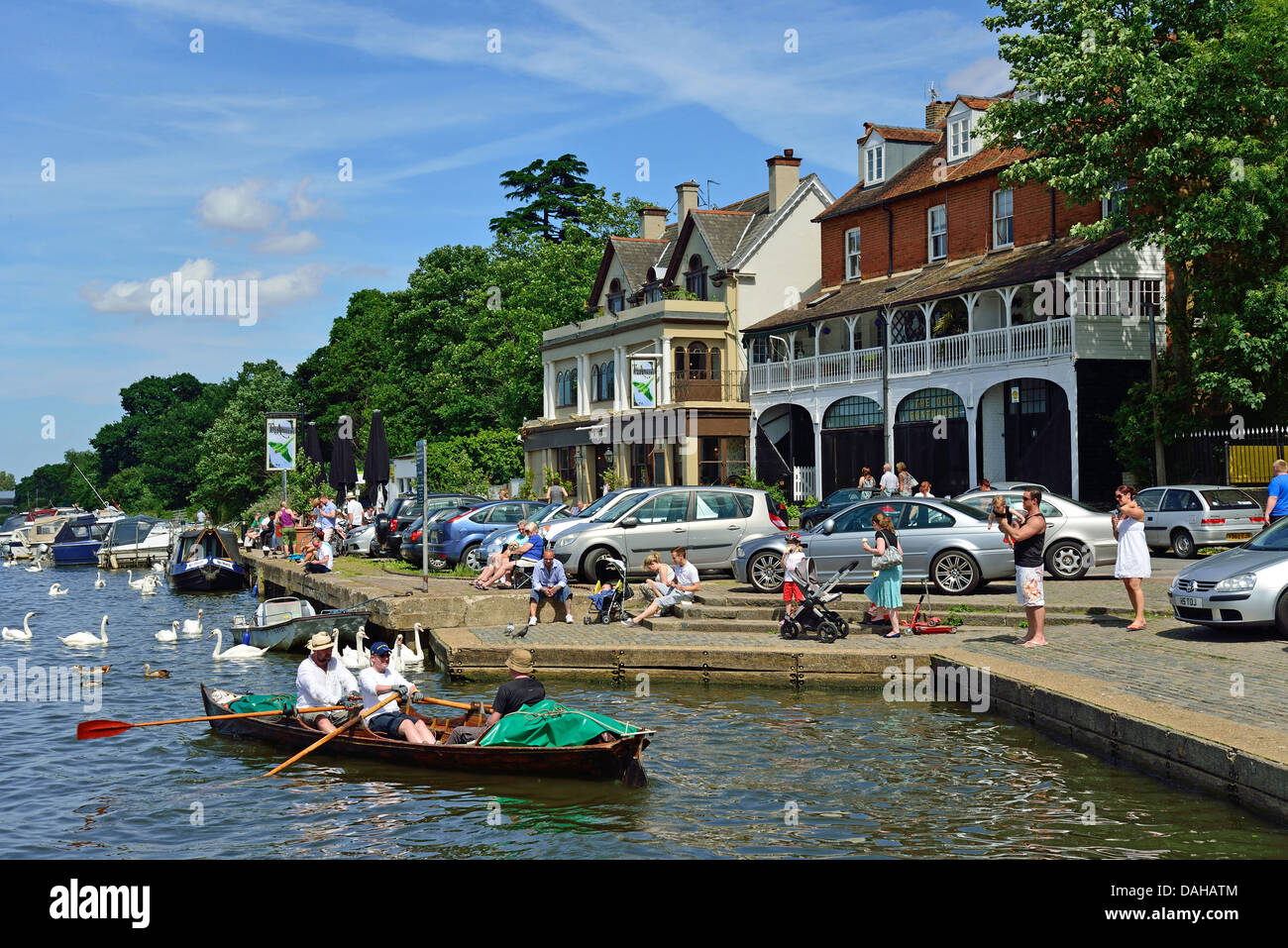 Thames riverside at WaltononThames, Surrey, England, United Kingdom