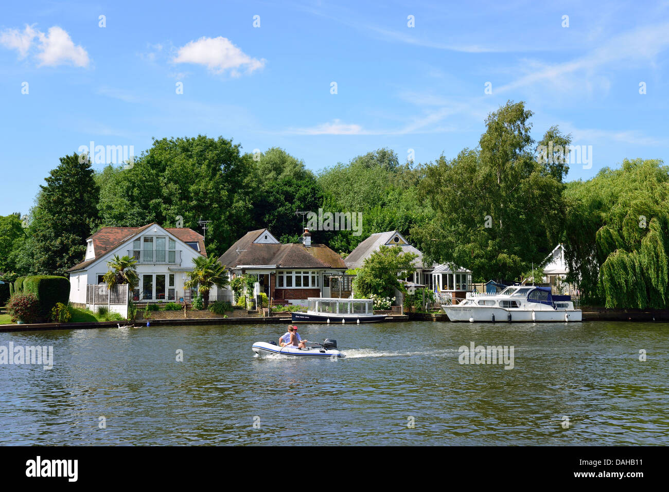 Riverside houses on River Thames, WaltononThames, Surrey, England
