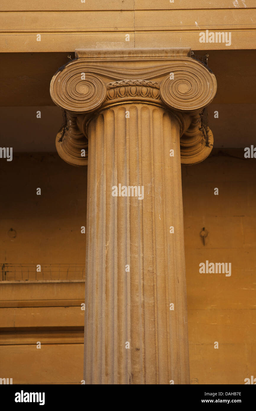 Fluted Ionic column and volutes. Neoclassical architecture