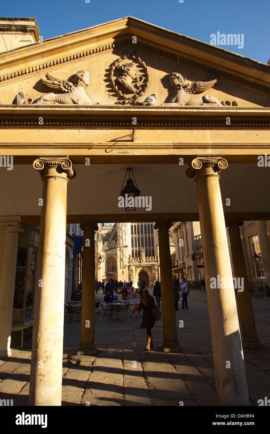 Ionic volutes and columns. Pump Room, Stall Street, Bath Avon England Stock Photo