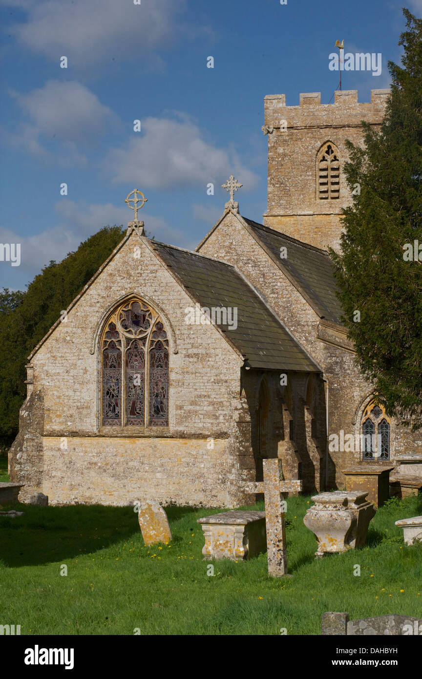 The church and graveyard at Powerstock, near Bridport, Dorset, England