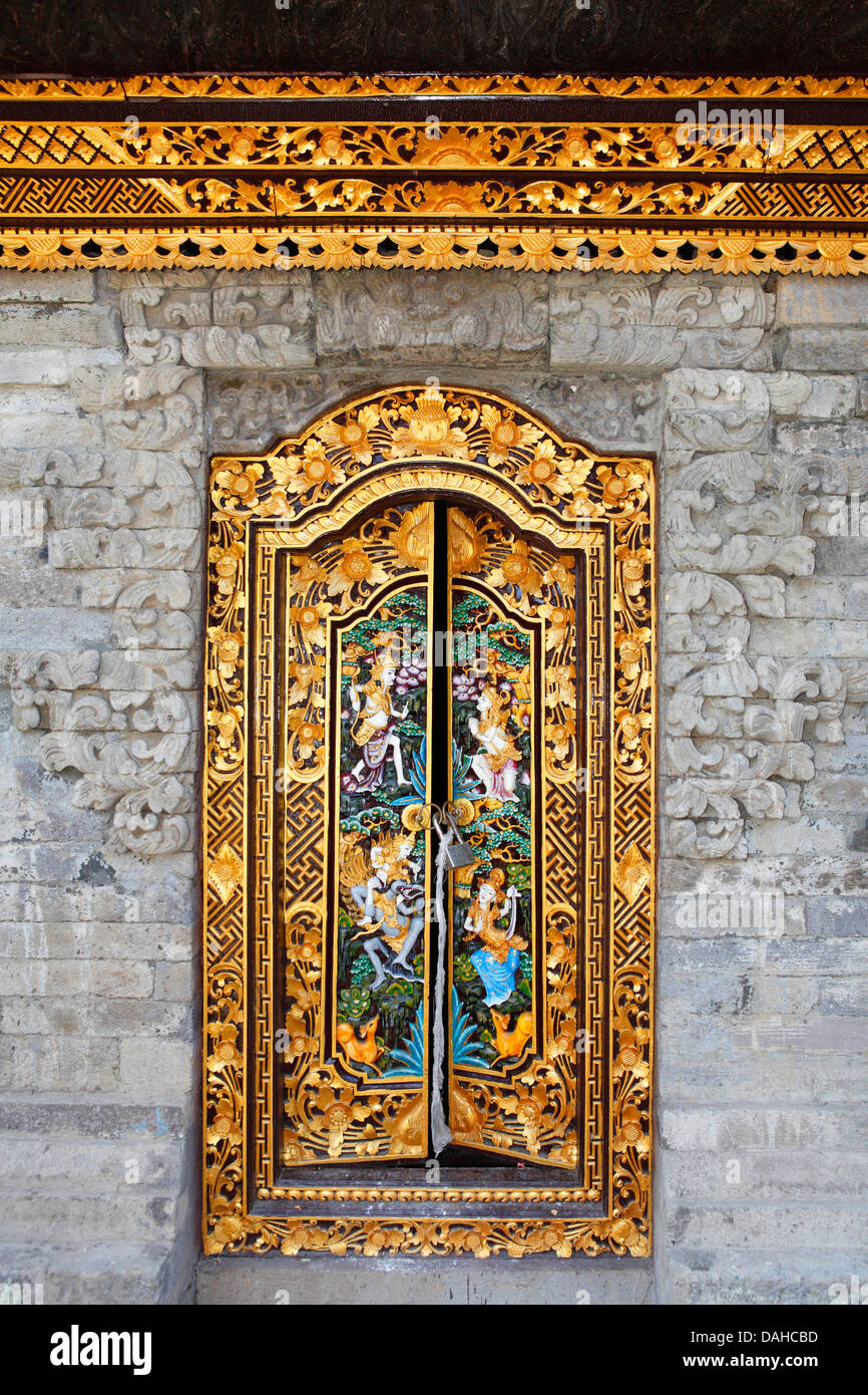 Decorated Temple Door. Hulun Danau Batur, Songan. Bali, Indonesia. Stock Photo