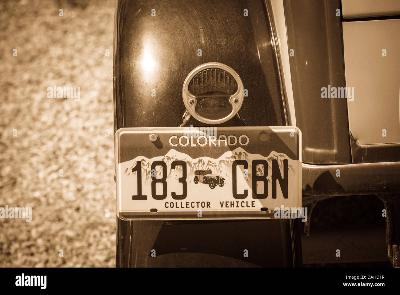 Historic vehicle license plate, Silverton, Colorado USA Stock Photo Alamy