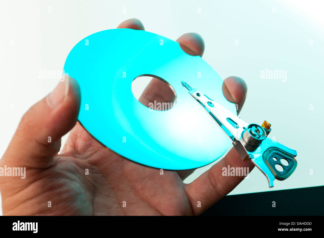 Hard disk drive platter and read/write head Stock Photo Alamy