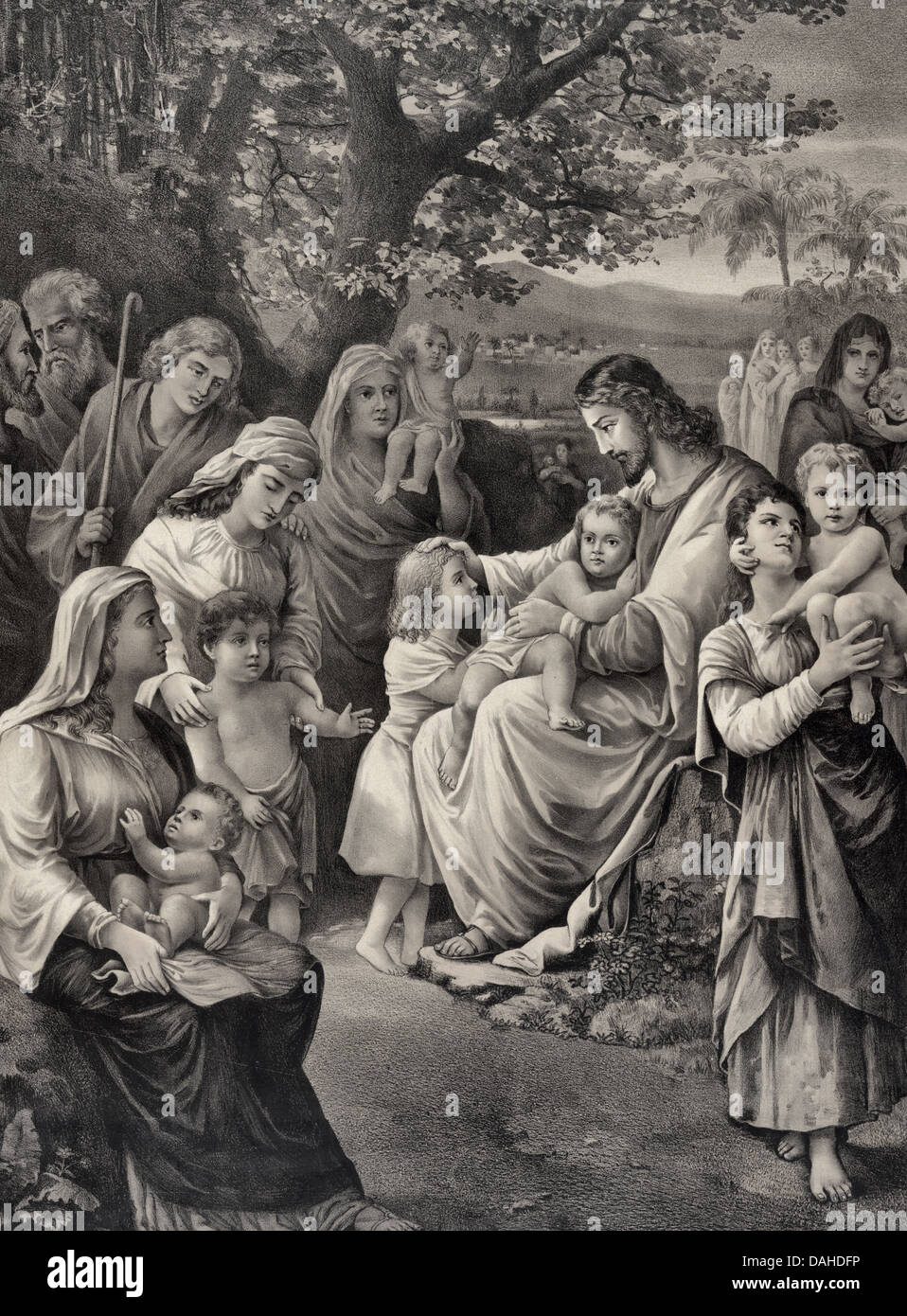 Jesus blessing the children Stock Photo - Alamy