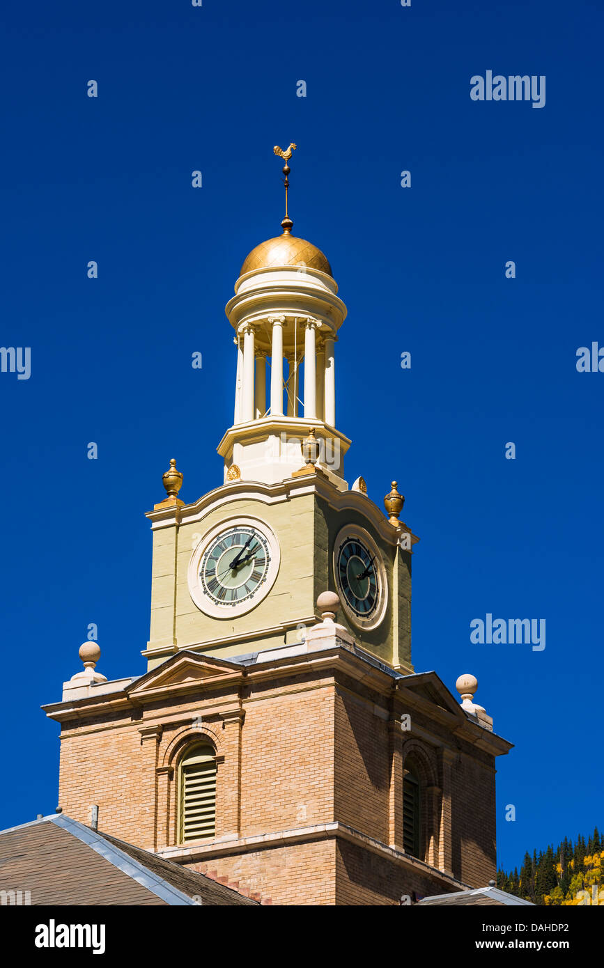 Historic courthouse clock tower, Silverton, Colorado USA Stock Photo