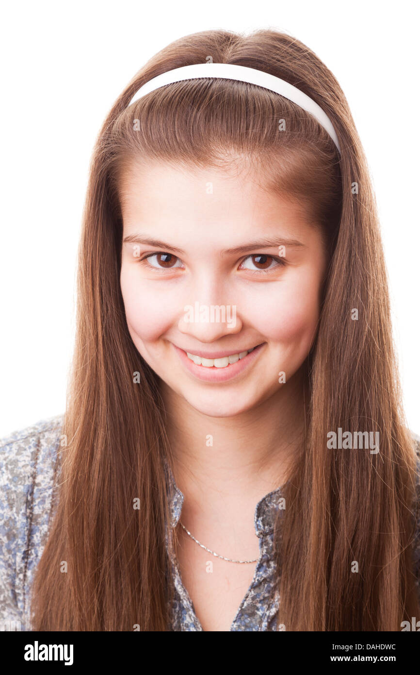 portrait teenager girl on a white background Stock Photo - Alamy