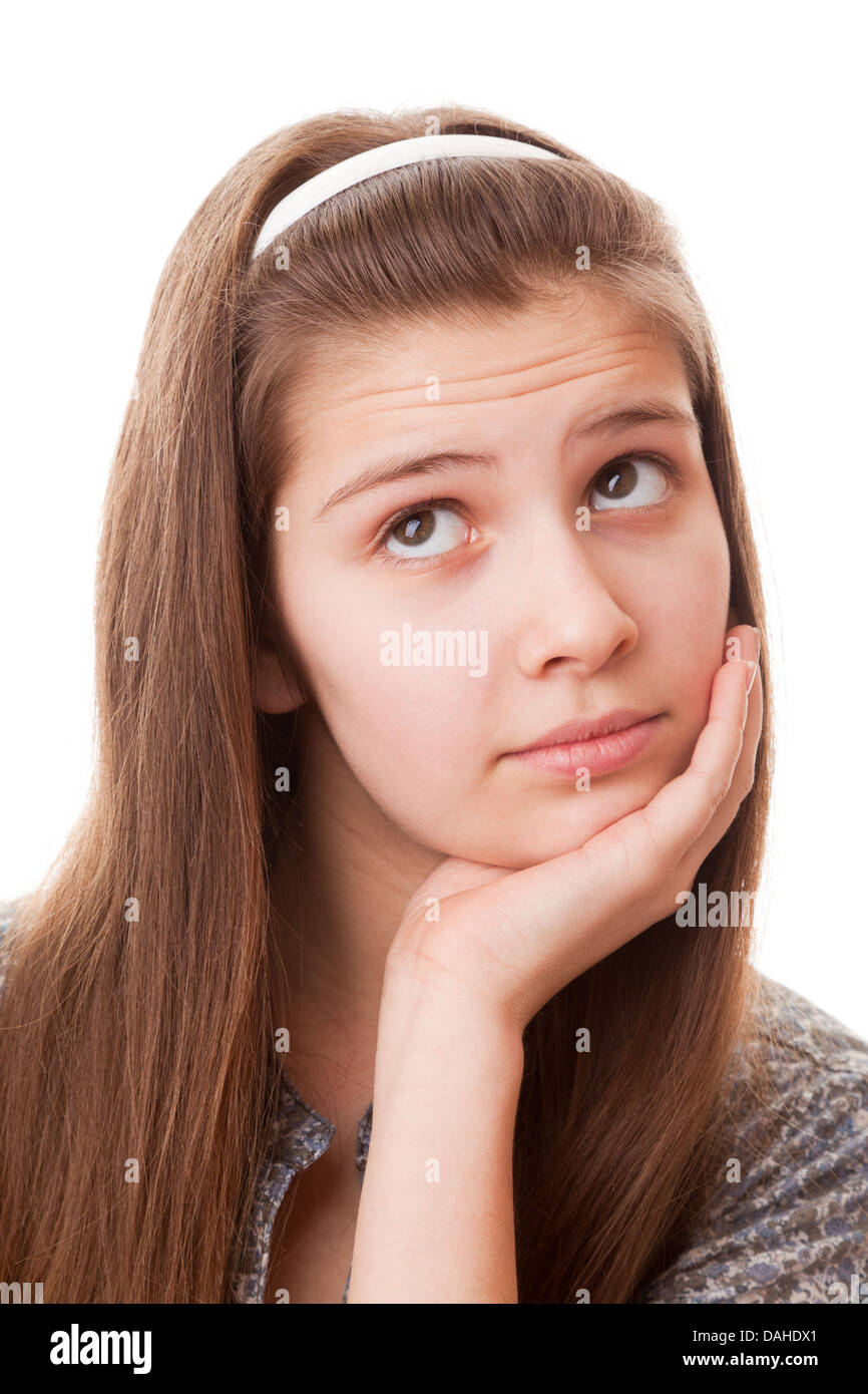portrait teenager girl on a white background Stock Photo - Alamy