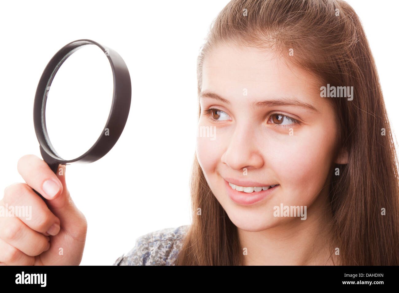 portrait teenager girl on a white background Stock Photo - Alamy