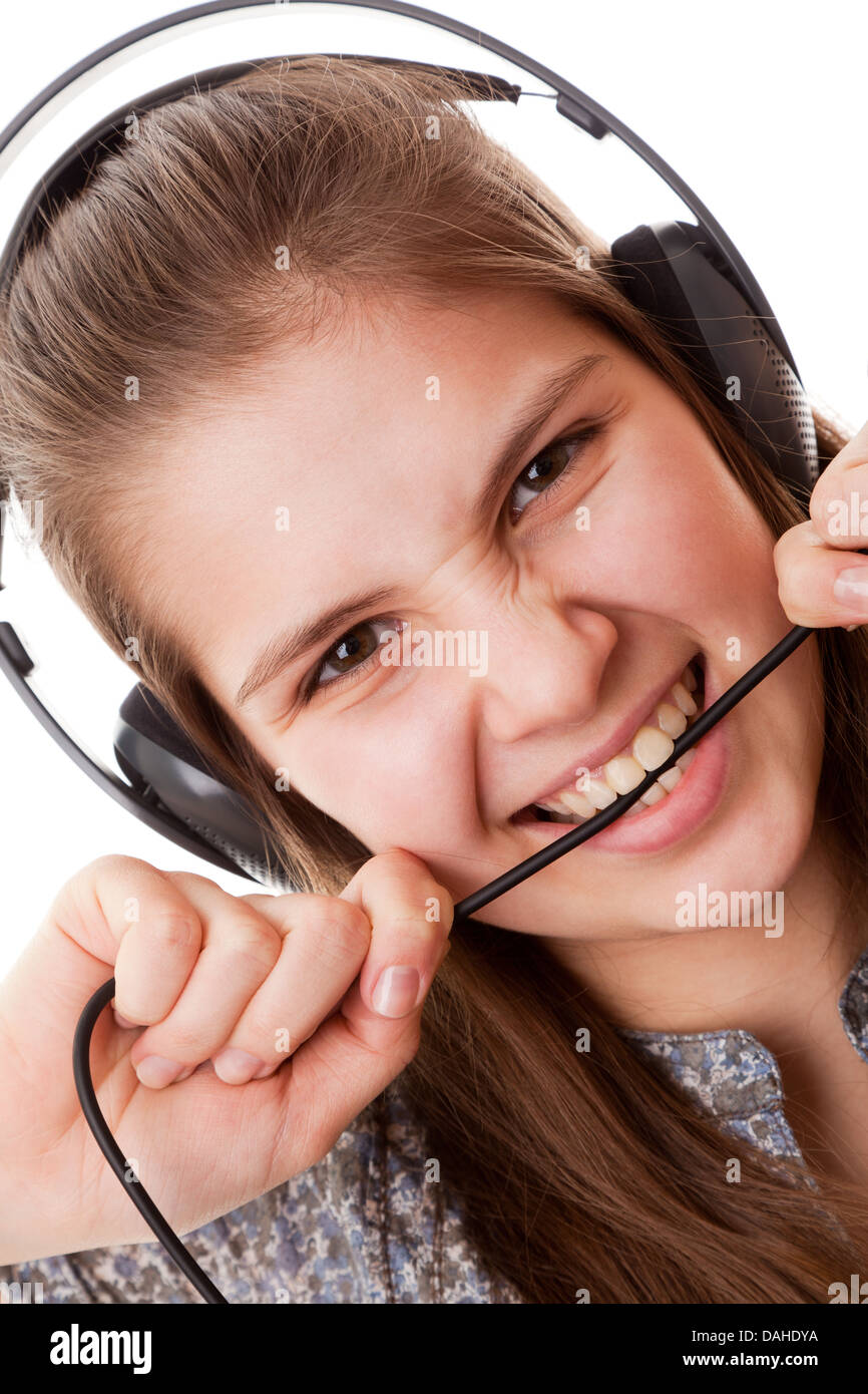 portrait teenager girl on a white background Stock Photo - Alamy