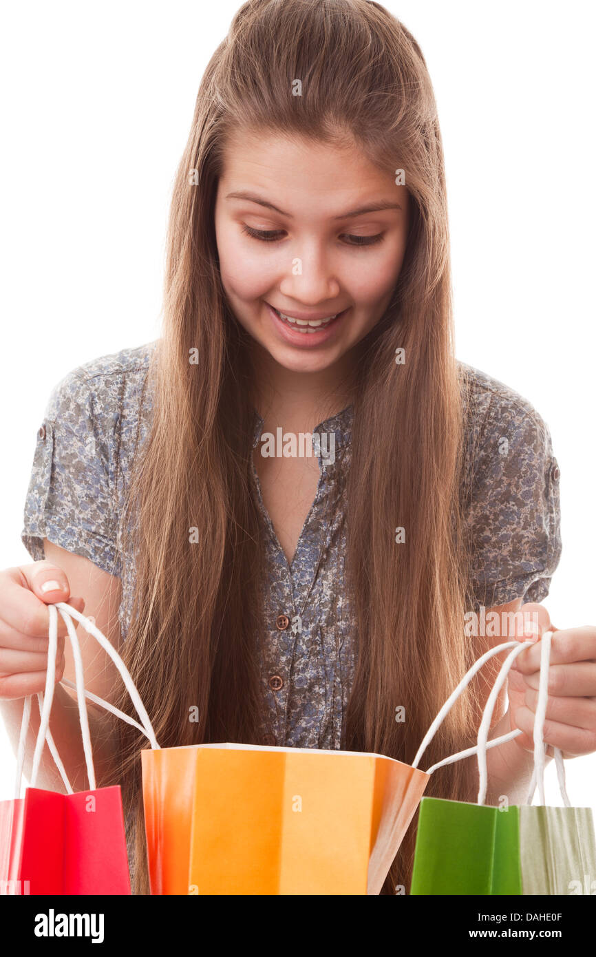 portrait teenager girl on a white background Stock Photo - Alamy