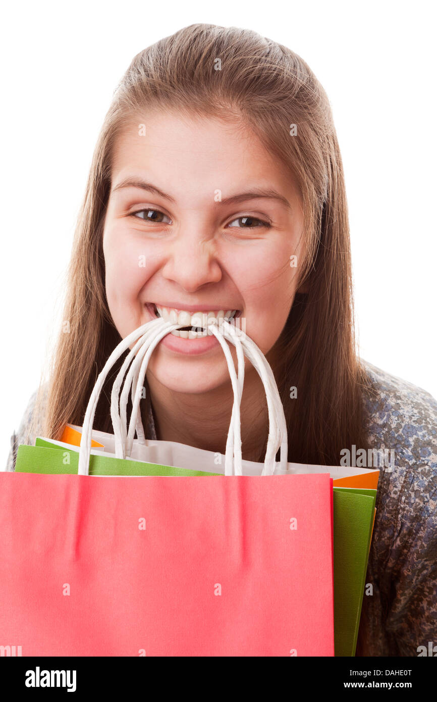 portrait teenager girl on a white background Stock Photo - Alamy